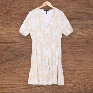 Sz XS - ELLEN TRACY Tiered Linen Blend Dress In Linen Leaf